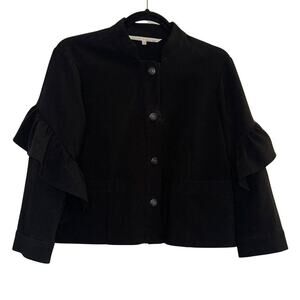 RACHEL Rachel Roy Ruffle Sleeve Blazer Jacket Black Size M